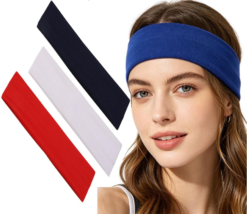 Ayushicreationa Women and Girls Cotton Hairband Elastic Head Bands Yoga Sports Ladies Hair Styling Band Hair Accessories Black, White, Red Pack of 3-image-6