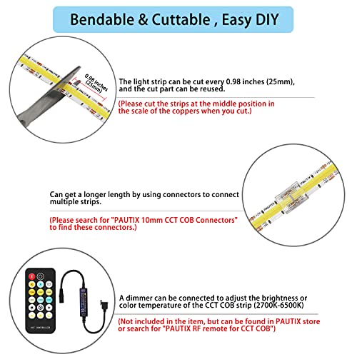 Tira LED COB PAUTIX 10m 2700K-6500K Dimmable 24V miniatura 4