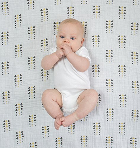 Image of SwaddleDesigns Cotton Muslin Swaddle Blankets, Set of 4, Receiving Blankets for Baby Boys & Girls, Best Shower Gift, 46x46 inches, Gold & Graphite