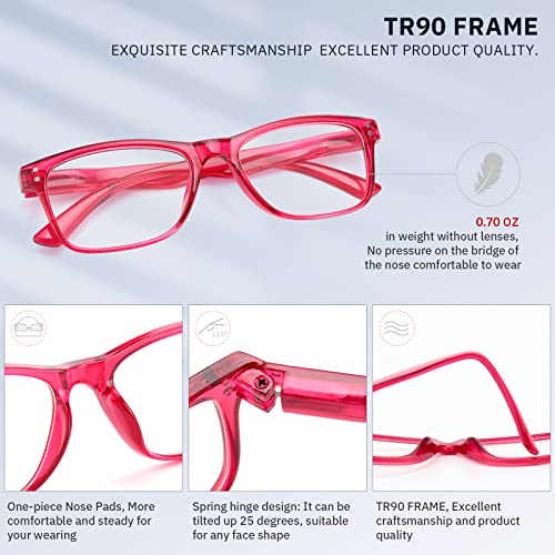 Image of Fetrrc Reading Glasses Blue Light Blocking Computer Readers for Women /Men, Anti Glare /Fatigue Clear Square Eyeglasses 5 Pairs
