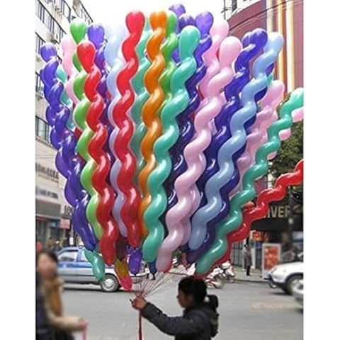 AnnoDeel 100Pcs 40inch Latex Spiral Balloons, Colorful Unique Twisted Latex Balloon for Birthday Wedding Festival Party Supply Decorations Random Color Cover