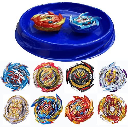 Owenkelng Bey Burst Gyro Toy Set With Arena Great Birthday Gift For Boys Children Kids 6 8 + Metal Fusion Attack Top Grip Blade Set With Battling Game Storage Box 8 Top Burst Gyros 3 Two-Way Launcher 2 Handles thumb #1
