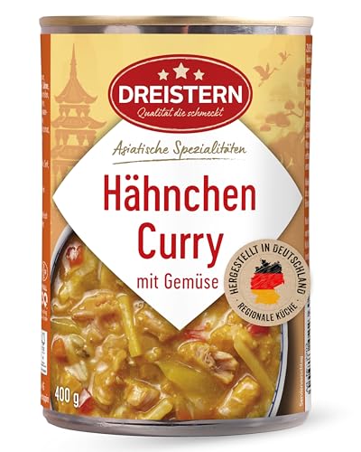 DREISTERN Hähnchencurry 400g I Mit Gemüse & Sauce I Herzhaftes Fertiggericht in recyclebarer Konservendose I Lange Haltbarkeit dank natürlicher Konservierung I Hausmacher Qualität