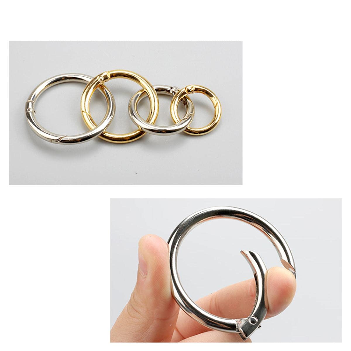 5–30 Stück O-Ring-Schnallen, Clips, Zinklegierung, plattiert, Torfeder-Karabiner, Geldbörsen, Handtaschen, runde Karabinerhaken