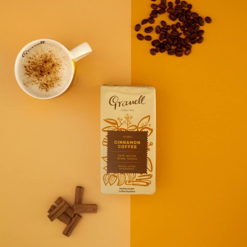 Granell Cafes-1940 Granell - Pack Dégustation Arômes | Café Moulu 100% Arabica avec une Legère Touche de Vanille, Cannelle, Chocolat ou Noisette | 4 Paquets X 250 Gr
