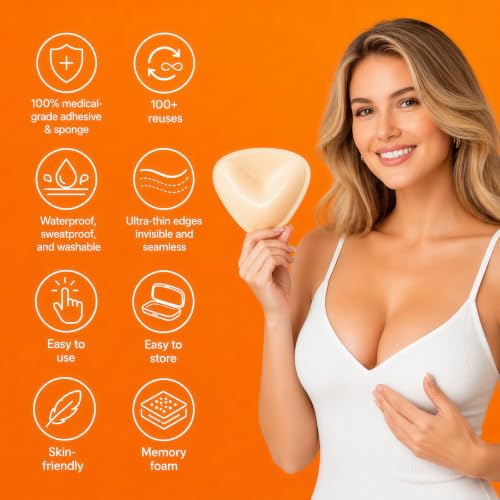 Image of Sticky Bra Inserts Push Up for Women Reusable Stick Bra Double Sided Strapless Waterproof Adhesive Bra Pads