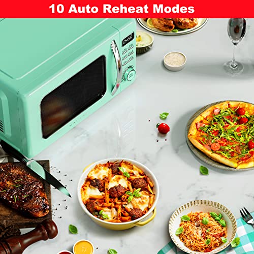 Galanz GLCMKZ07GNR07 Retro Countertop Microwave Oven with Auto Cook & Reheat, Defrost, Quick Start Functions, Easy Clean with Glass Turntable, Pull Handle.7 cu ft, Green - Image 4