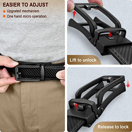 Image of BULLIANT Ratchet Trimmable Leather Belt for Men Adjustable 1 3 /8-Gift Boxed | Smooth Sliding | Micro Adjustable Fit | Tailored Size | Holeless Understated Elegance
