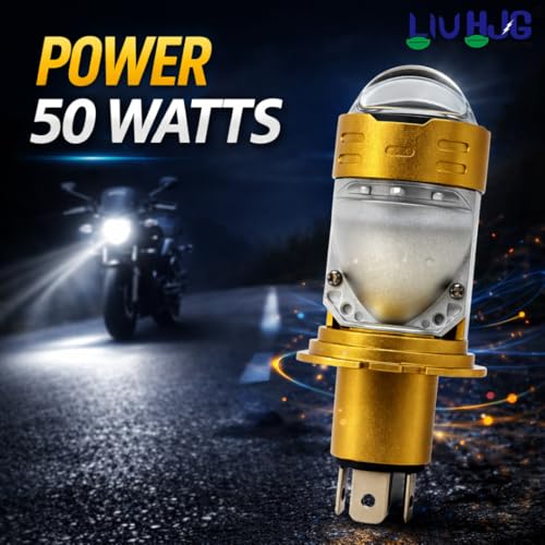 Image of LIU HJG Golden H4 Projector LED Headlight Bulb 50W | High Brightness for Bike & Car