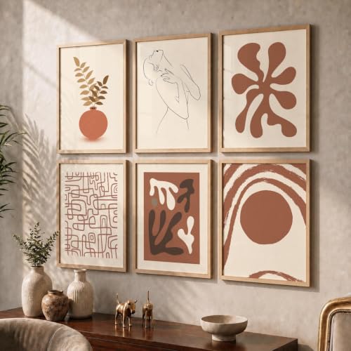 Image of kotart Boho Theme Digital Painting for Wall Decoration - Minimal Wall Art Prints for Living Room Bedroom Office Room Decor (13X17 INCH, J) Pack of 6