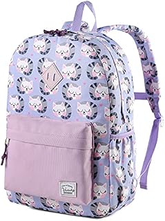 VASCHY Girls Backpack, Cute Kids Backpack for Little Girls Children's Rucksack Toddler School Backpack Bookbag for Kindergarten with Bottle Pockets (Cats)