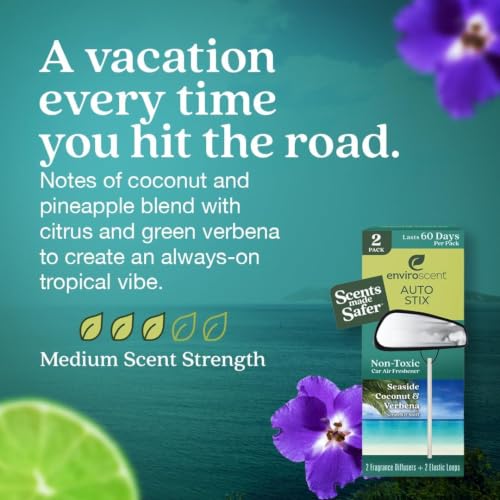 Image of Enviroscent Auto Stix 6ct - Seaside Coconut & Verbena 2pc