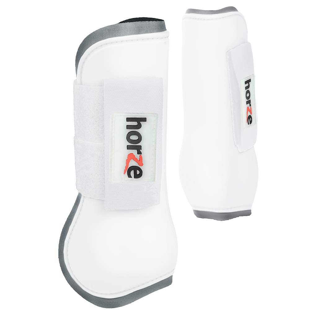 Guêtres de protection extérieure rigide blanche doublure en néoprène gris pour cheval