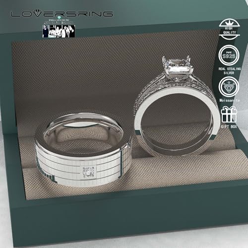 Wedding Ring Sets His And Hers Promise Ring Wedding Ring Sets His And Hers Couples Women 925 Sterling Silver Moissanite Man Titanium Wedding Band3