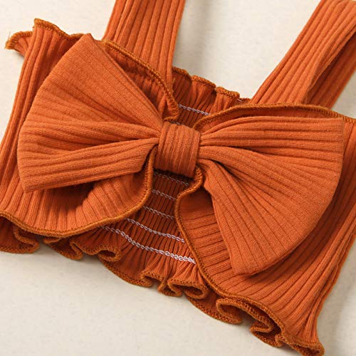 Toddler Girl Clothes Ribbed Bow Halter Crop Top Cute Tank Tops Rainbow Bloomers Shorts Baby Girl Summer Outfit (Brown-Sun, 0-6 Months) #TOP3