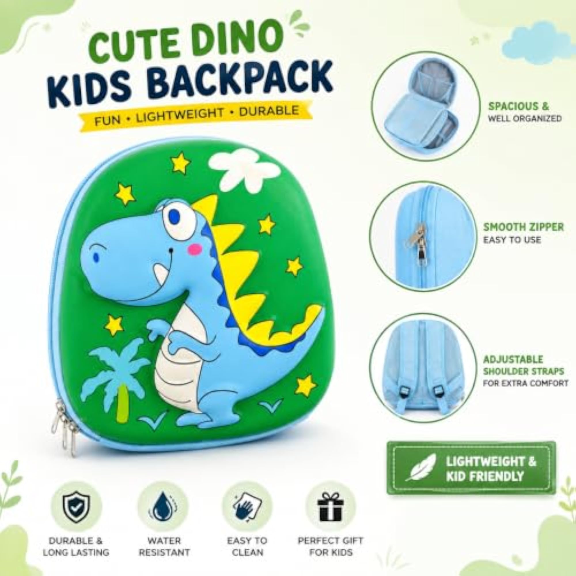 Dinosaur Kids Backpack for Boys & Girls, Fun 3D Design