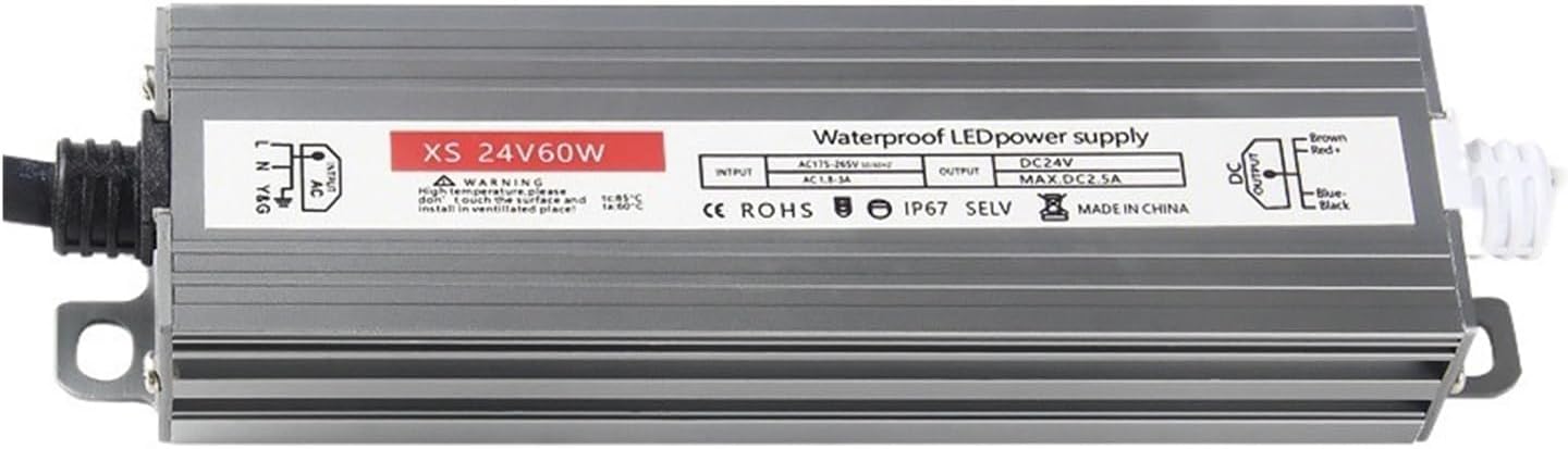 IP67 Waterproof LED Switching Power Supply 12V24V Outdoor Rainproof high Power Transformer Low Voltage Light Strip Power Supply(24V-60W(IP67waterproof))