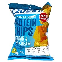 Quest Nutrition Protein Chips, Cheddar & Sour Cream, 22g Protein, 2g Net Carbs, 130 Cals, 1.2oz Bag, 1 Count, High Protein, Low Carb, Gluten Free, Soy Free, Potato Free