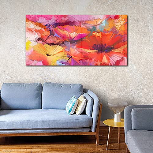 Image sur verre murale pour masquer un mur vide avec un tableau abstrait coloré