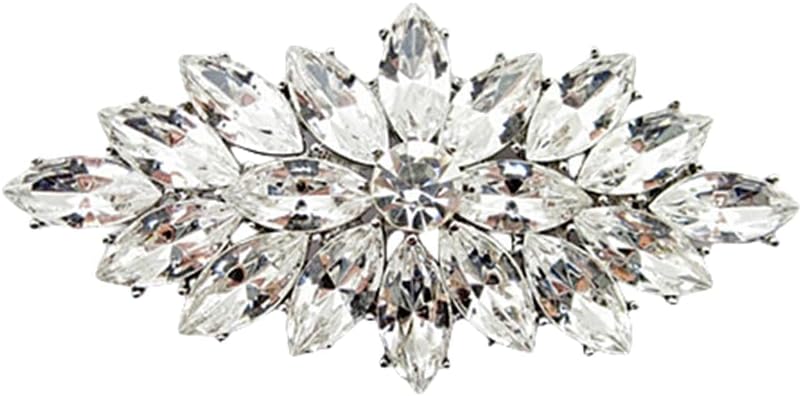 Marquise Rhinestone Corsage Brooch Pin for Women Girls Unisex Silver Plated Fashion Color Austrian Crystal Cluster Big Bouquet Brooches Lapel Pins Art Deco Dress Accessories Elegant Wedding Christmas
