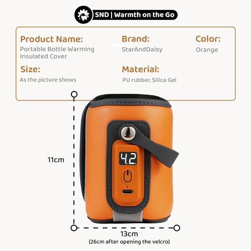Image of StarAndDaisy Bottle Warmer for Babiesl, Water Warmer with Adjustable Temperature Control Portable & USB, Constant Temperature Control Technology, Baby Feeding Bottle Warmer -Orange
