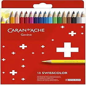 Lápis de Cor Caran d' Ache Swisscolor Cardboard Permanente 18 Cores