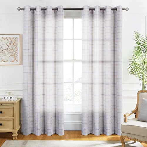 Rideaux à carreaux vert et beige style rustique chic 213,4 cm de long - 3