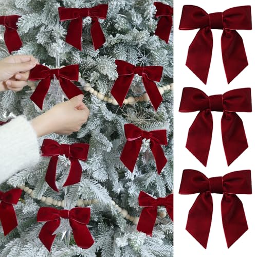 FLAIR GIFTS 24 nœuds velours 4.5 po rouge bourgogne Noel