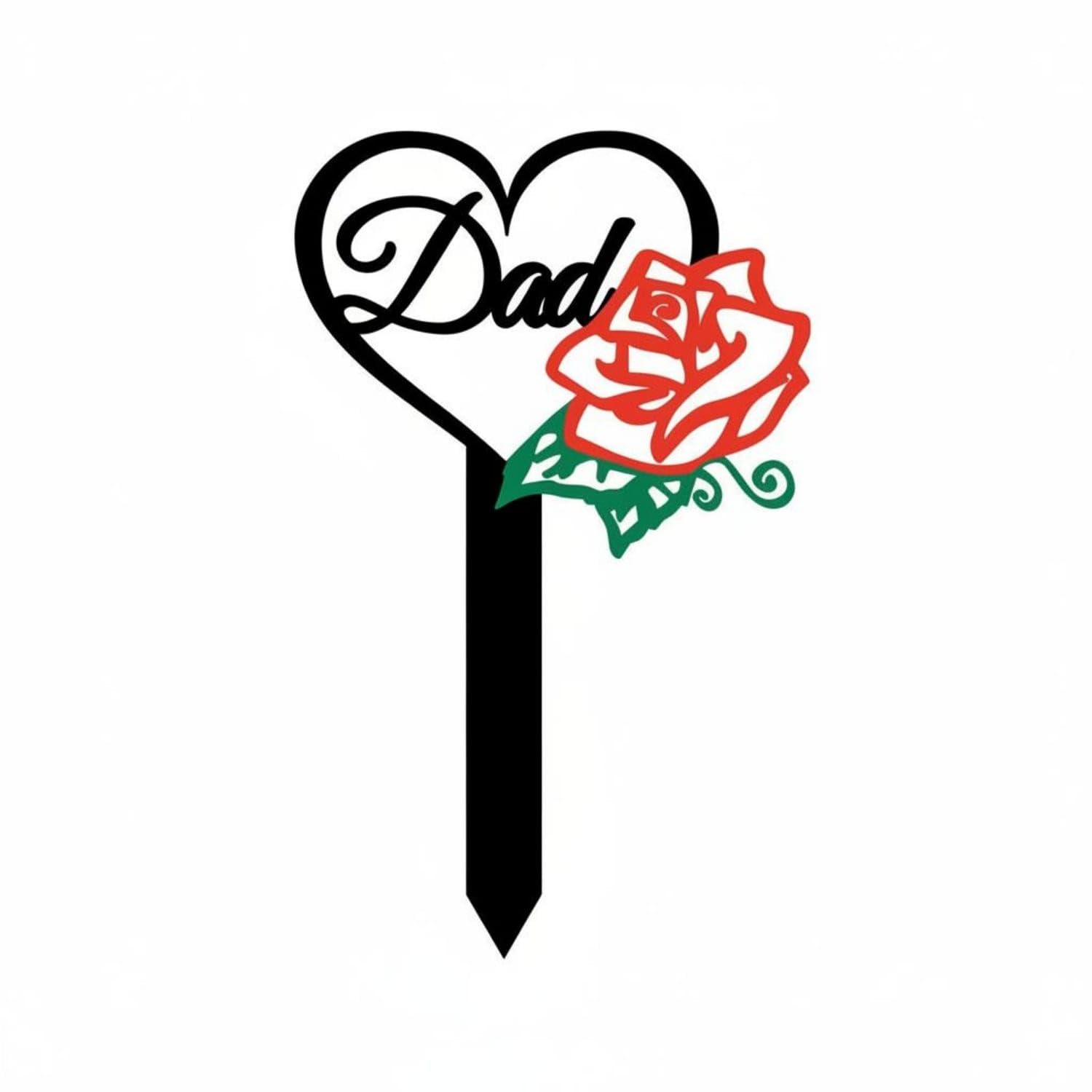 Meaningful Tribute Father's Day Cemetery Stake Weatherproof Dad Memorial Stake Weather-Resistant Heart Shaped Grave Decoration Elegant Design for Gravesite, Garden, Dad Heart Rose-picture-10