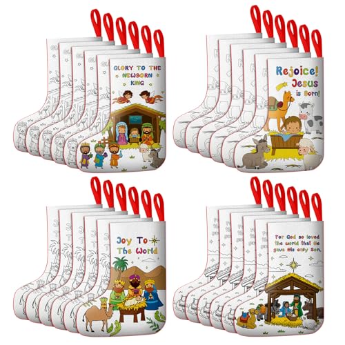 Toulite 24 Pcs Color Your Own Christmas Stockings Kit DIY