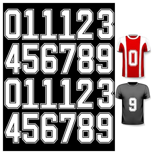 WILLBOND 24 Pcs Iron on Numbers, Jersey Heat Transfer Numbers 0 to 9 for Team Uniform T-Shirt Football Basketball Baseball(White with Black Border,8 Inch)