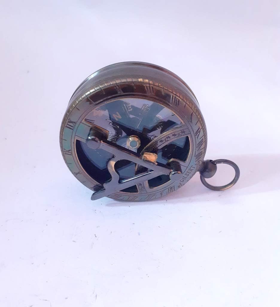 Engravable Brass Pocket Sundial Compass Nautical Antique Style Marine Compass Brass Finish