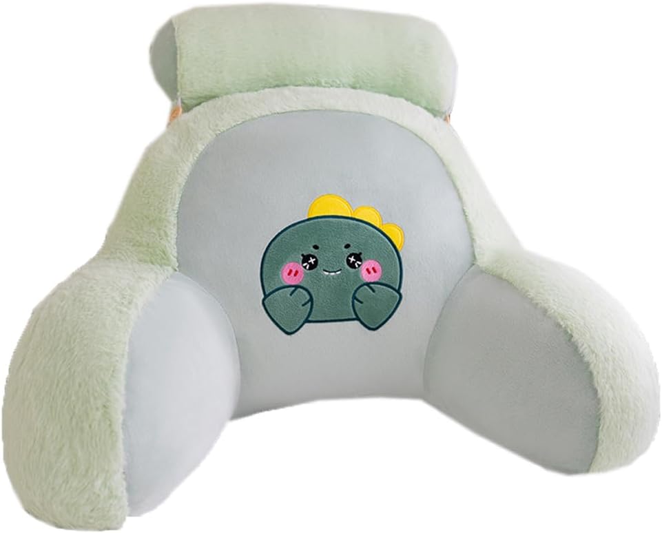 Tingting's Dream Office Cute Lumbar Support Pillows Soft Cartoon Plush Waist Pillow Sofa Lumbar Back Cushion Bed Rest Reading Pillow (Light Green, 60×40CM/23.6"×15.7")