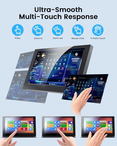 Image of Eyoyo Raspbery Pi Screen with Foldable Stand Cover Touchscreen Monitor | 1024x600, IPS Touch Display, Built-in Speakers, HDMI Input, Mini Portable Monitors for Raspbery Pi 5 /4 /3, 3D Printer, Laptop