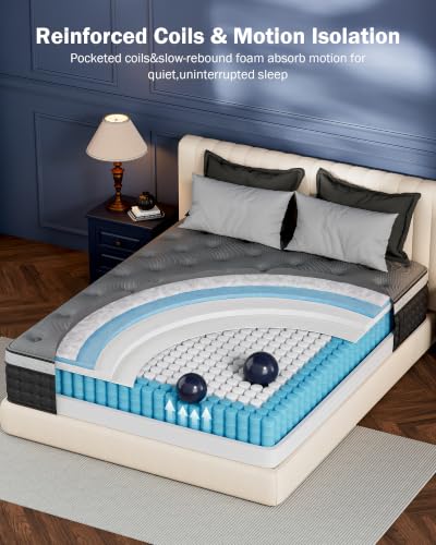Image of Extra Firm King Mattress 14 inch, Cooling Hybrid Mattress in a Box with 5-Zone Support, Luxury Hotel-Collection Design, Enhanced Back & Hip Support, Fiberglass-Free & CertiPUR-US, 365-Night Trial
