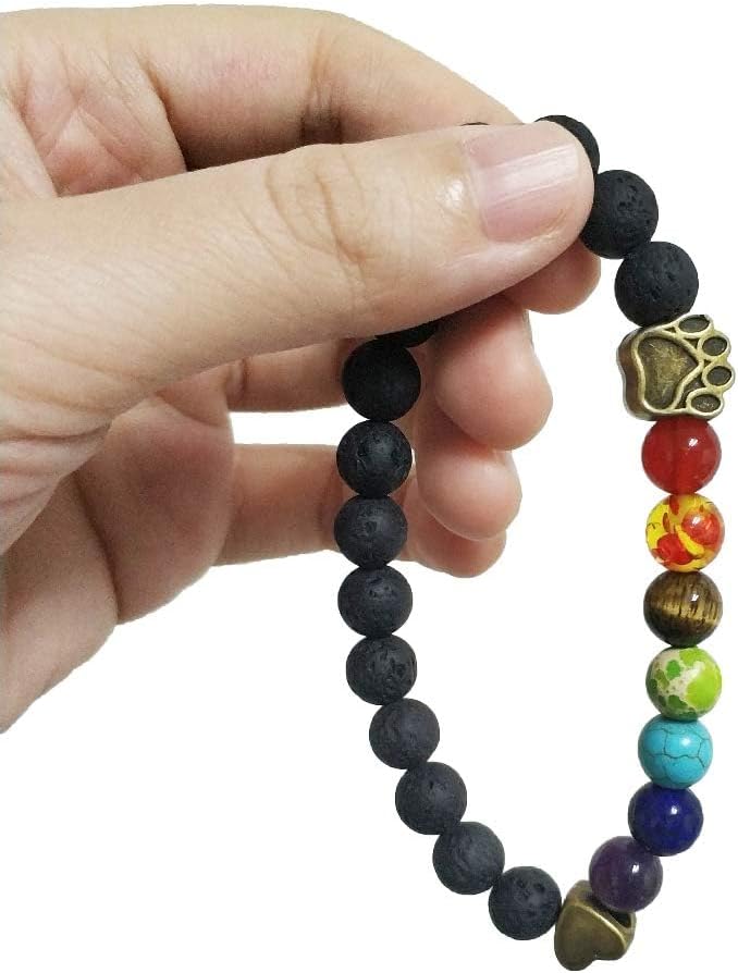 Rainbow Bridge Pet Memorial Gift Lava Bead Bracelet in Memory of Dogs Cats - Image 5