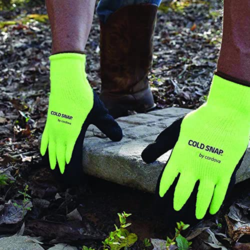 Cordova 3999 Thermal Gloves, Foam Latex Coating For Extra Grip, Thermal Brushed Acrylic/Polyester, Cold Weather Gloves, High-Visibility Yellow, Flexible And Comfy, Anti-Cut, Large, 12-Pack #TOP3