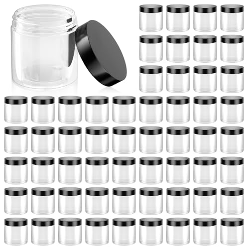 60 Pack 4 Oz Plastic Containers with Lids OBKJJ Clear Travel Size Leak Proof Makeup Travel Containers BPA Free Cosmetic Slime Jars for Lotion Cream Body Butter Makeup Ointments (60)