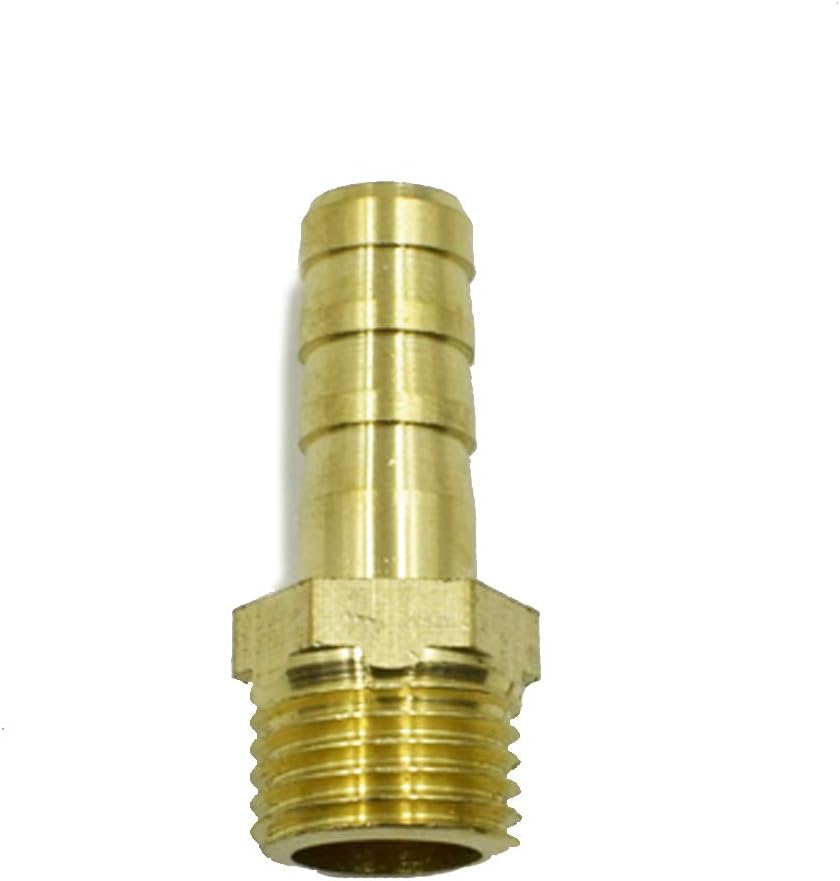 TOUHIA 7/16 Barb x 1/4 NPT Male Pipe Brass Hose Fitting, Adapter(5PCS)