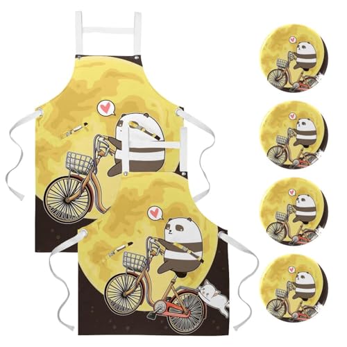 Tablier de serveuse panda pour restaurant bistrot et bar