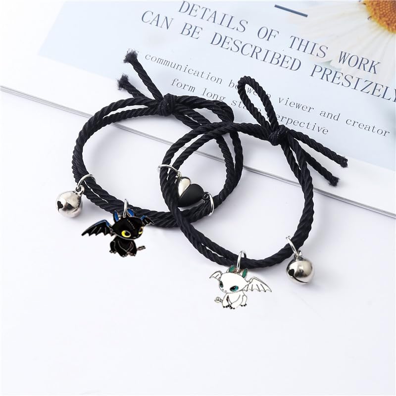 2 PCS Matching Yin Yang Bracelet Elastic Rope Band Dargon Charm Friendship bracelets Sets for Couple3