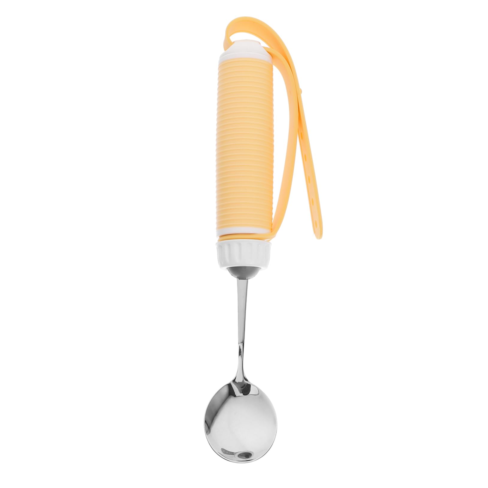 FRCOLOR Cucchiaio Adattivo per Anziani in Acciaio Inox, Manico Antiscivolo e Design Girevole Regolabile, Stabile i Pasti