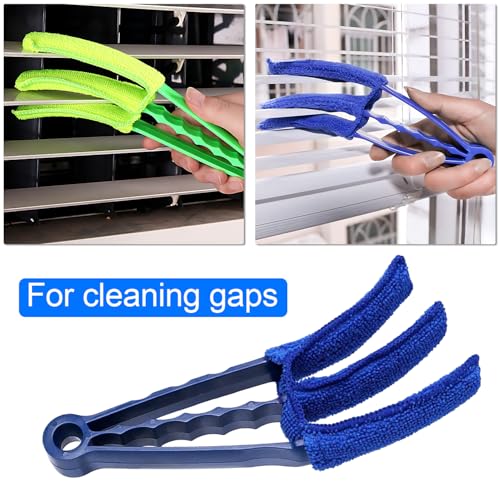 Image of 2 Pack Window Blind Cleaner Duster Brush with 6 Microfiber Sleeves, Blind Cleaner Tools for Window Shutters Blind, Air Conditioner, Jalousie Dust, Car Air Outlet, Fans