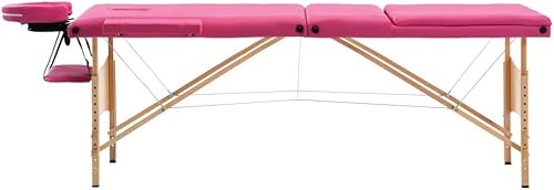 Miniatura 2 de FAMIROSA Mesa de masaje plegable 3 zonas madera rosa, 41.6 lbs,110188