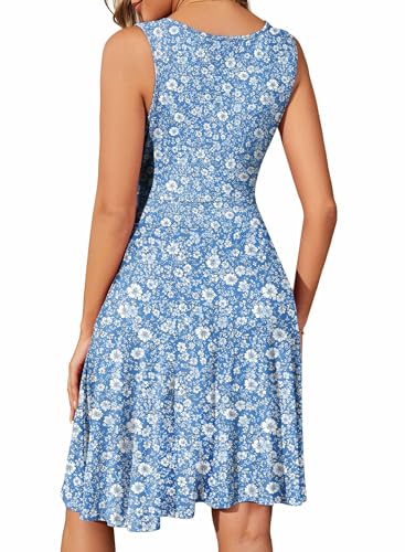 Image of WEACZZY Women's Summer Sleeveless Casual Dresses V-Neck Wrap Floral Holiday Tank Dress Flowy Beach Sundress with Pockets