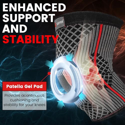 Image of ZOYER 2 Pack Knee Brace for Women & Men, 3D-Knitted Knee Compression Sleeve with Enhanced Patella Gel Pad, Knee Support for Knee Pain, ACL, Meniscus Tear, Joint Pain Relief (Small)