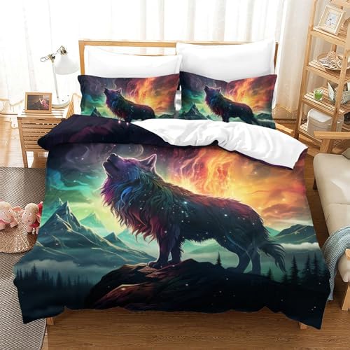 Housse de couette loup imprimé 3D pour relooker une chambre d'ado double