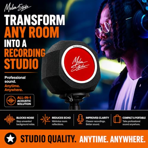 Image of Melon Audio Studio Microphone Foam Screen Pop Filter,Soundproof Room Noise,Recording Wind Screen,Fits All Microphones,Record Professional Vocals Anywhere