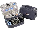 Electronics Organizer Travel Cable Cord Bag Accessories Gadget Gear Storage Cases (Dark Gray)