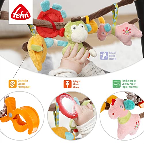 3. Bild von Fehn Kinderwagenkette Spielzeug Safari – Baby Mobile Kette mit niedlichen Figuren zum Aufhängen an Kinderwagen, Babyschale oder Kinderbett – Kinderwagen Zubehör für Babys und Kinder ab 0+ Monaten